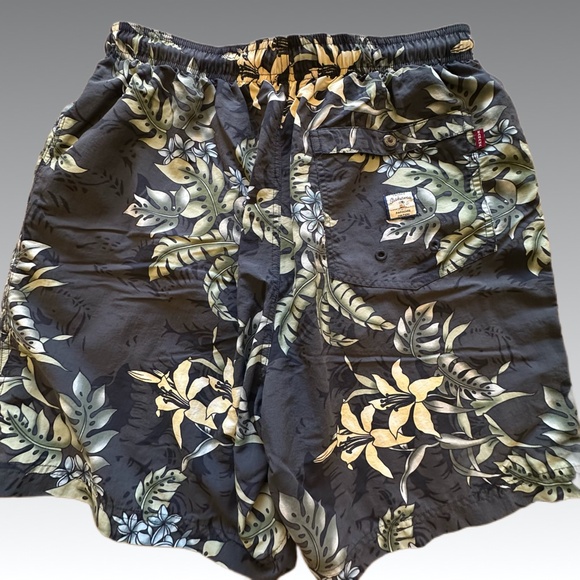 TOMMY BAHAMA Swim Trunks Men Shorts Lined Paradise Nation Gray Tropical Large - Picture 2 of 10